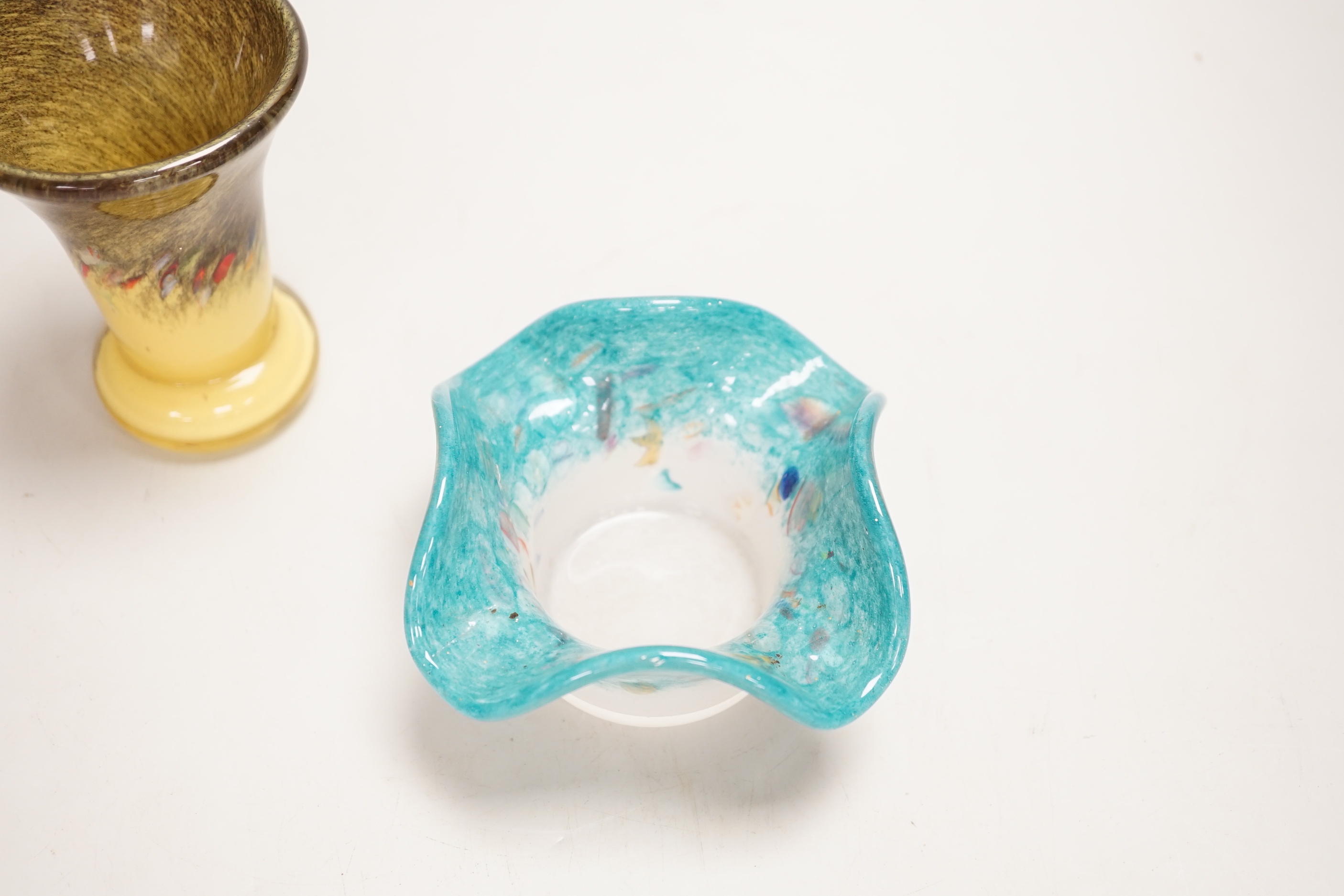 A Vasart glass vase and pot, the largest 10cm high